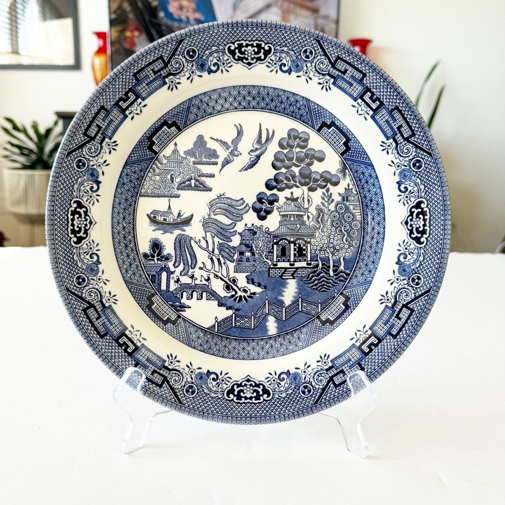 Churchill England Blue Willow Dinner Plates Set/4 10 1/4'' Lion Head Flow Blue - Picture 2 of 13